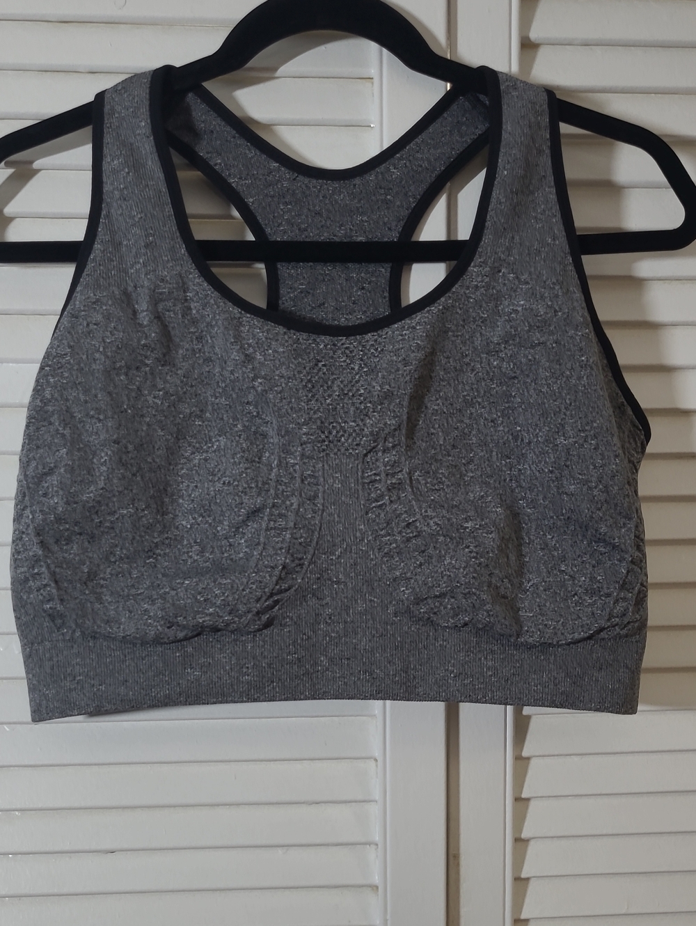 Shapermint Truekind Seamless Gray Racerback Sports Bra with Supportive Knit